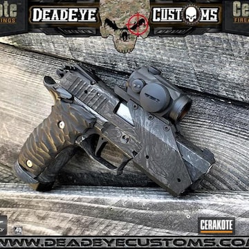 Custom Pistol Cerakoted Using Satin Aluminum, Titanium And Graphite Black