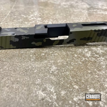 Custom Camo Cerakoted Glock Slide Using Tactical Grey, Graphite Black And Mil Spec O.d. Green