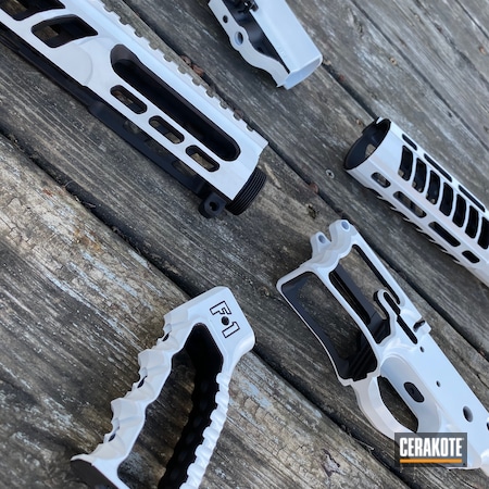 Powder Coating: Graphite Black H-146,Two Tone,AR,S.H.O.T,Black and White,Stormtrooper White H-297,AR Pistol,AR-15,F1 Firearms,AR Build