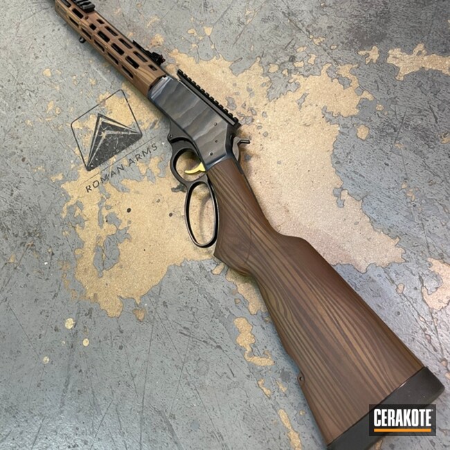 Lever Action Rifle Cerakoted Using Midnight, Crushed Silver And Chocolate Brown