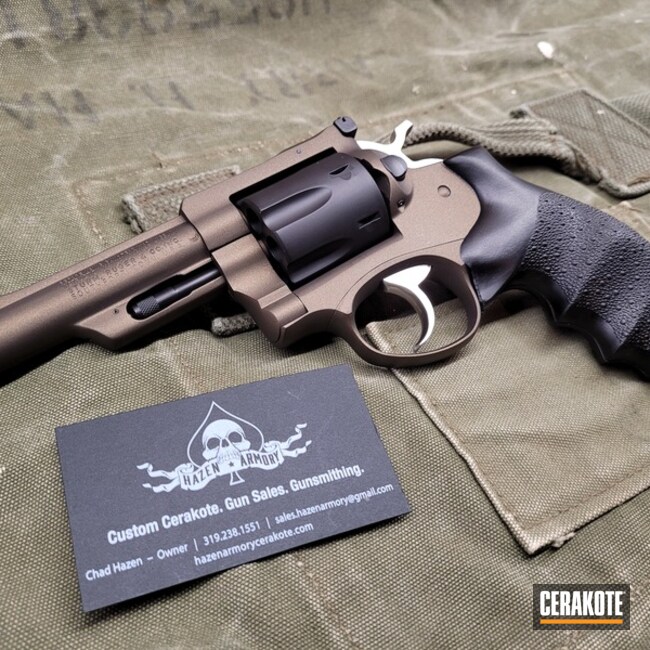 Ruger Revolver Cerakoted Using Midnight Bronze And Graphite Black