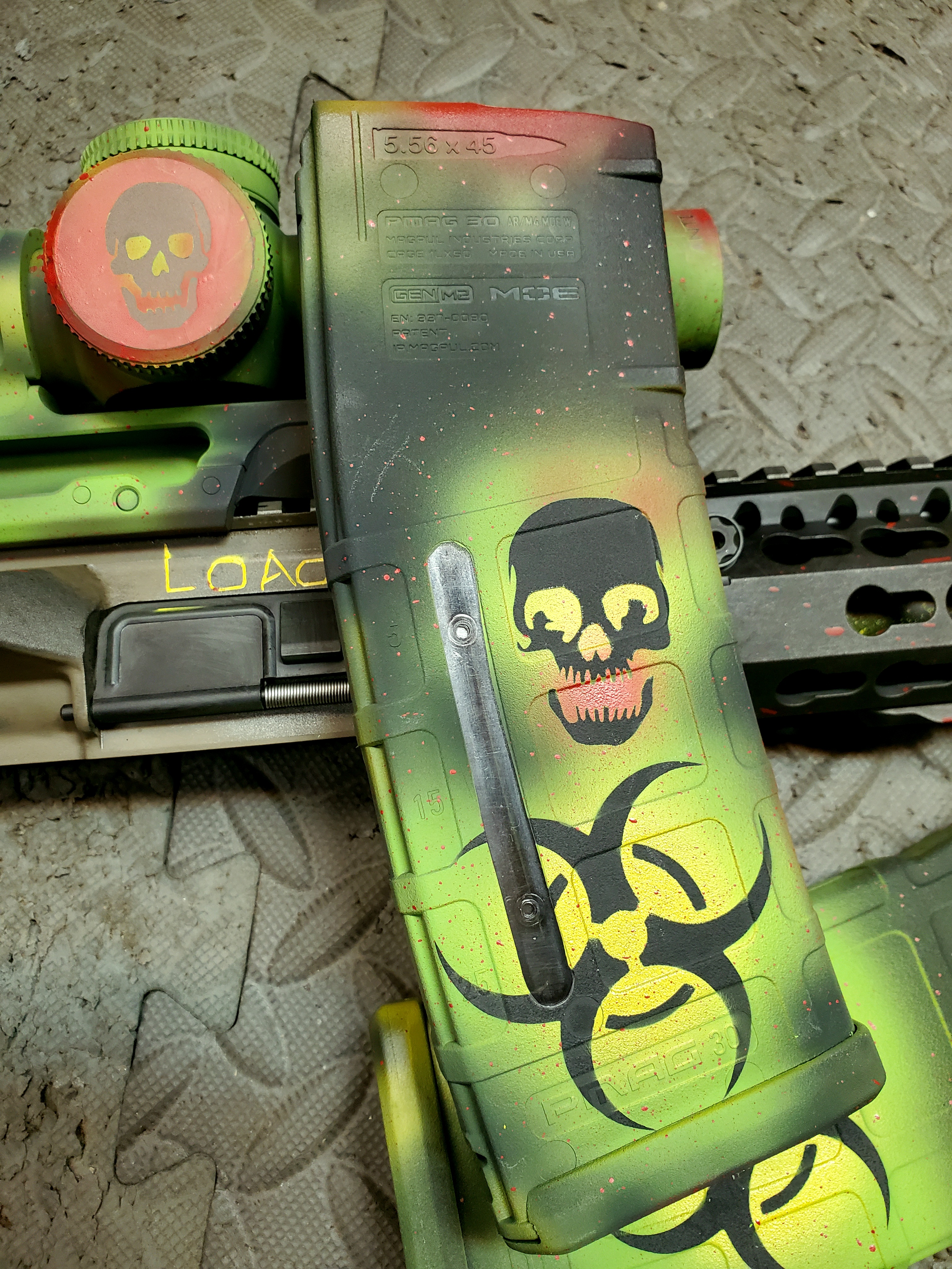 Biohazard Rifle Scope Zombie Apocalypse Themed AR Cerakoted using Zombie Green, Sig™ Dark ...