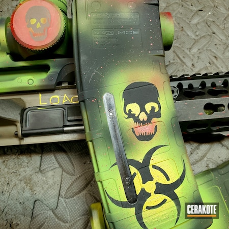 Powder Coating: Corvette Yellow H-144,S.H.O.T,MagPul,.223,Skulls,Custom Mix,Custom Graphic,Blood Splatter,FIREHOUSE RED H-216,AR-15,Biohazard,Gun Parts,Graphics,Rifle Scope,Distressed,Zombie Green H-168,AR Parts,Splatter,Scope,Magazine,Graffiti,SIG™ DARK GREY H-210,Zombie Apocalypse