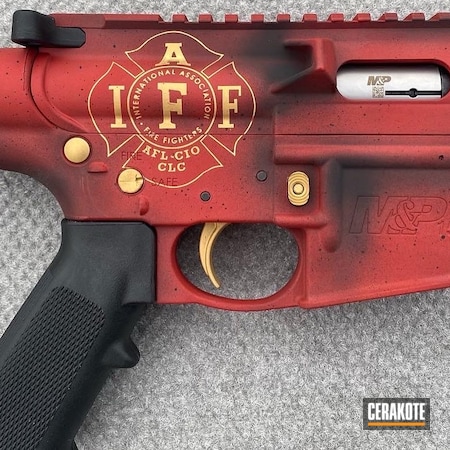 Powder Coating: Smith & Wesson,AR Rifle,S.H.O.T,.22,Gold H-122,Armor Black H-190,Firefighter,FIREHOUSE RED H-216