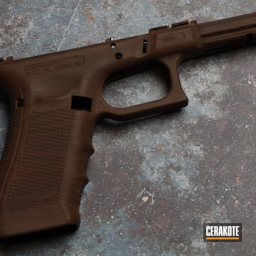 Glock 22 Frame Cerakoted Using Barrett® Brown, Crimson And Chocolate Brown