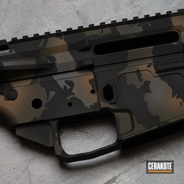 Custom Camo Ar Upper And Lower Cerakoted Using Sniper Grey, Graphite Black And Mil Spec Green