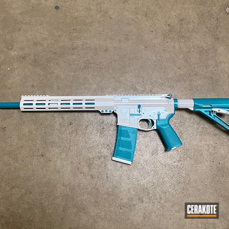 Powder Coating: S.H.O.T,Cerakote FX,Stormtrooper White H-297,.223,AR Custom Build,HIGH GLOSS ARMOR CLEAR H-300,Stag Arms,Cerakote FX TYPHOON FX-109,AZTEC TEAL H-349