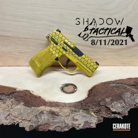 Powder Coating: 9mm,Graphite Black H-146,Honeycomb,S.H.O.T,Custom Pistol,SUNFLOWER H-317,Sig P365