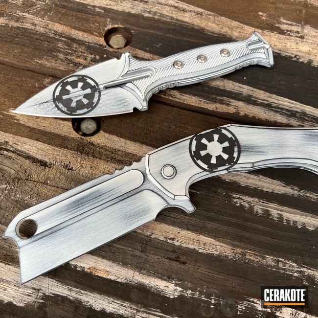 Cerakoted: S.H.O.T,Custom Knife Parts,Custom,Snow White H-136,Armor Black H-190,Knife,Knives