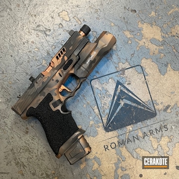 Custom Camo Glock 19 Cerakoted Using Graphite Black, Tungsten And Copper