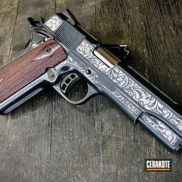 Cerakoted Laser Engraved 1911 In E-110 And H-255