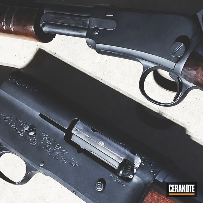 Restored Shotgun Cerakoted Using Graphite Black