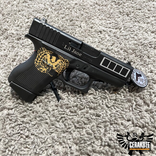 Glock 43 Cerakoted Using Armor Black, Bright White And Nra Blue
