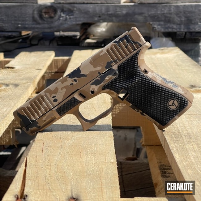 Custom Camo Glock 19 Cerakoted Using Armor Black, Desert Sand And Magpul® Flat Dark Earth