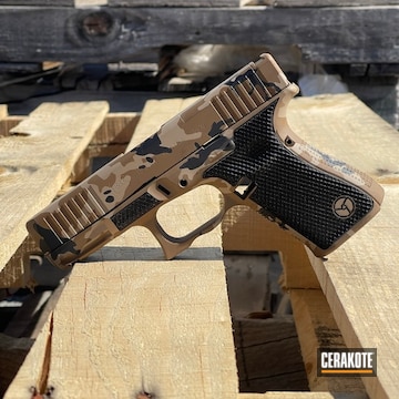 Custom Camo Glock 19 Cerakoted Using Armor Black, Desert Sand And Magpul® Flat Dark Earth