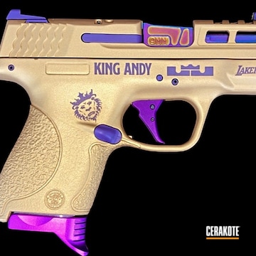 Lakers Themed Smith & Wesson Pistol Cerakoted Using Gold And Bright Purple