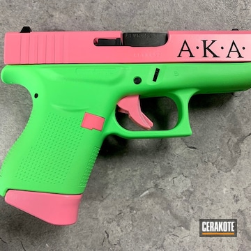 Glock 43x Cerakoted Using Pink Sherbet, Parakeet Green And Graphite Black