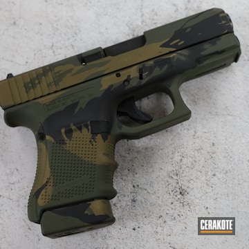 Custom Camo Glock 30 Cerakoted Using Graphite Black, O.d. Green And Burnt Bronze