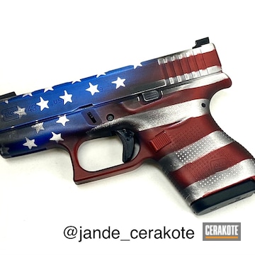 Distressed American Flag Glock 43 Cerakoted Using Stormtrooper White, Nra Blue And Firehouse Red