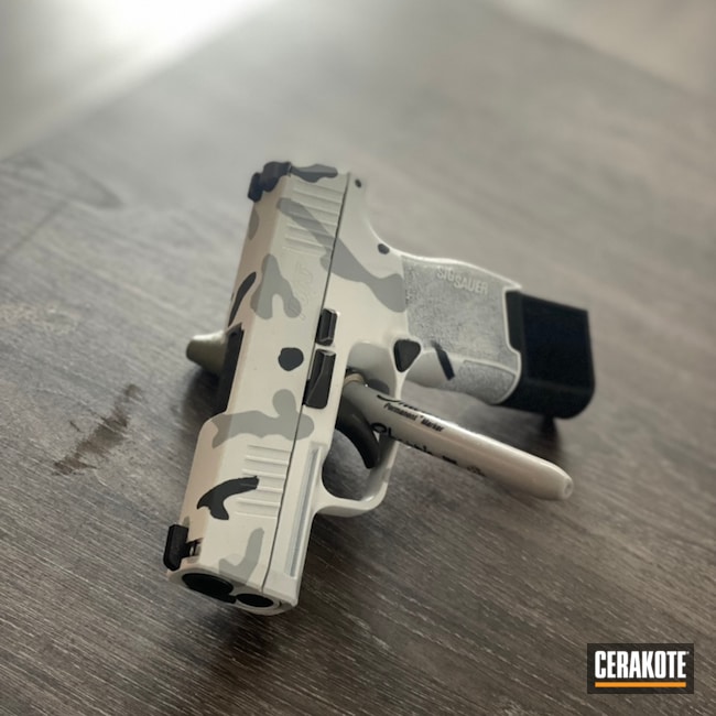 Custom Camo Sig P365 Cerakoted using Stormtrooper White, Battleship ...