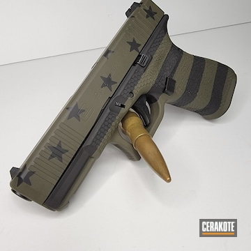 American Flag Themed Glock Cerakoted Using Armor Black And O.d. Green