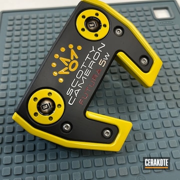 Scotty Cameron Putter Cerakoted Using Armor Black And Corvette Yellow