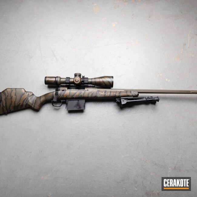 Custom Camo Savage Model 110 And Pistol Cerakoted Using Midnight Bronze, Cobalt Kinetics™ Green And Graphite Black