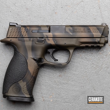 Custom Camo Smith & Wesson M&p Cerakoted Using Cobalt Kinetics™ Green, Graphite Black And Burnt Bronze
