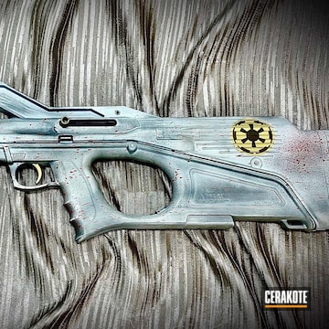 Battleworn Bullpup Cerakoted Using Magpul® Stealth Grey, Frost And Usmc Red