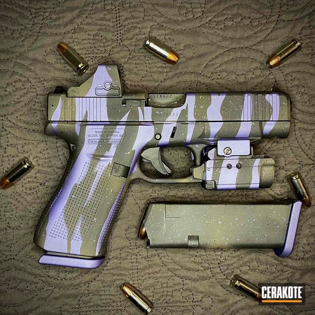Custom Camo Glock 48 Cerakoted Using Crushed Orchid, Sniper Grey And Graphite Black