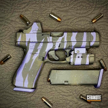 Custom Camo Glock 48 Cerakoted Using Crushed Orchid, Sniper Grey And Graphite Black