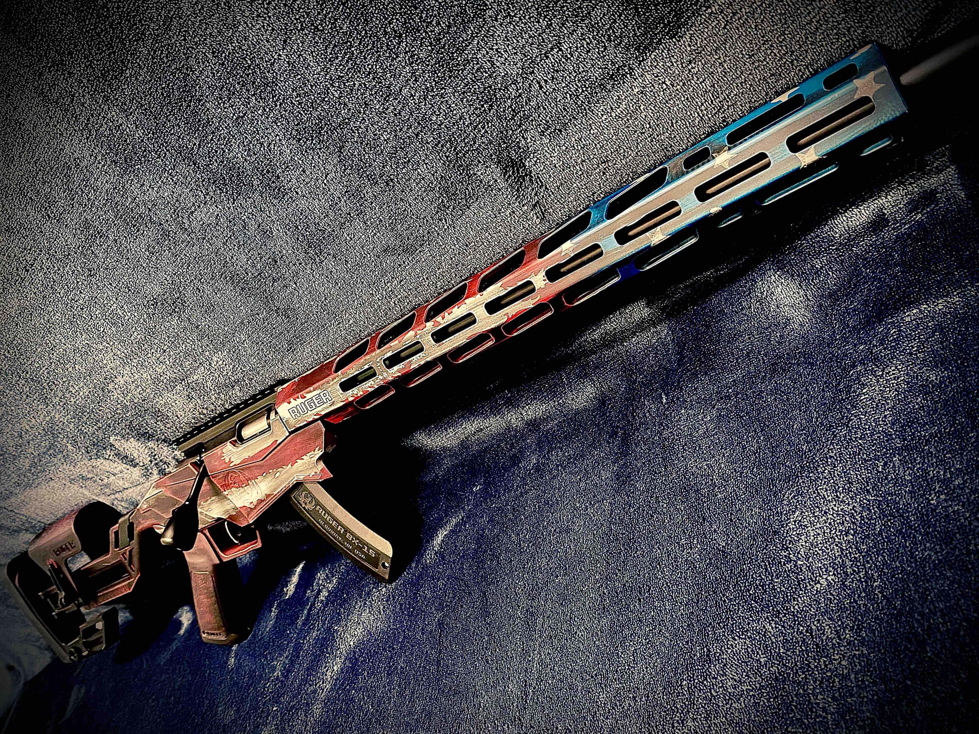 Distressed American Flag Themed Ruger Precision Cerakoted using Armor ...