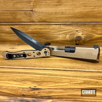 Crkt Knife And Beretta Px4 Pistol Cerakoted Using Cobalt And Copper