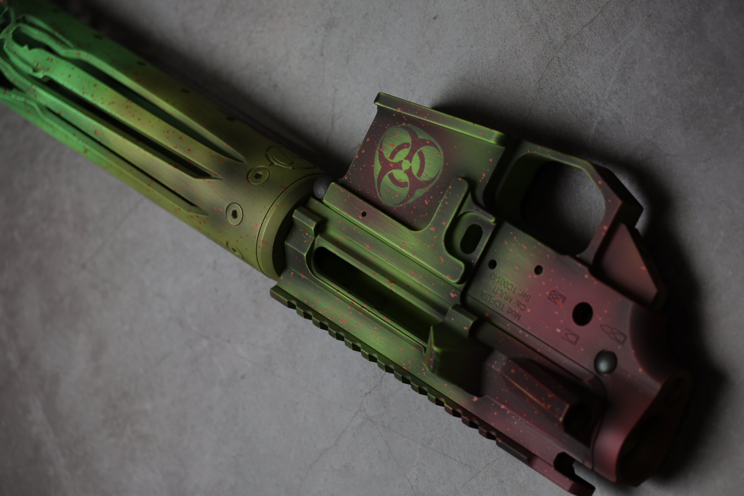 Zombie Themed AR Cerakoted using Mojito, Zombie Green and Black Cherry ...