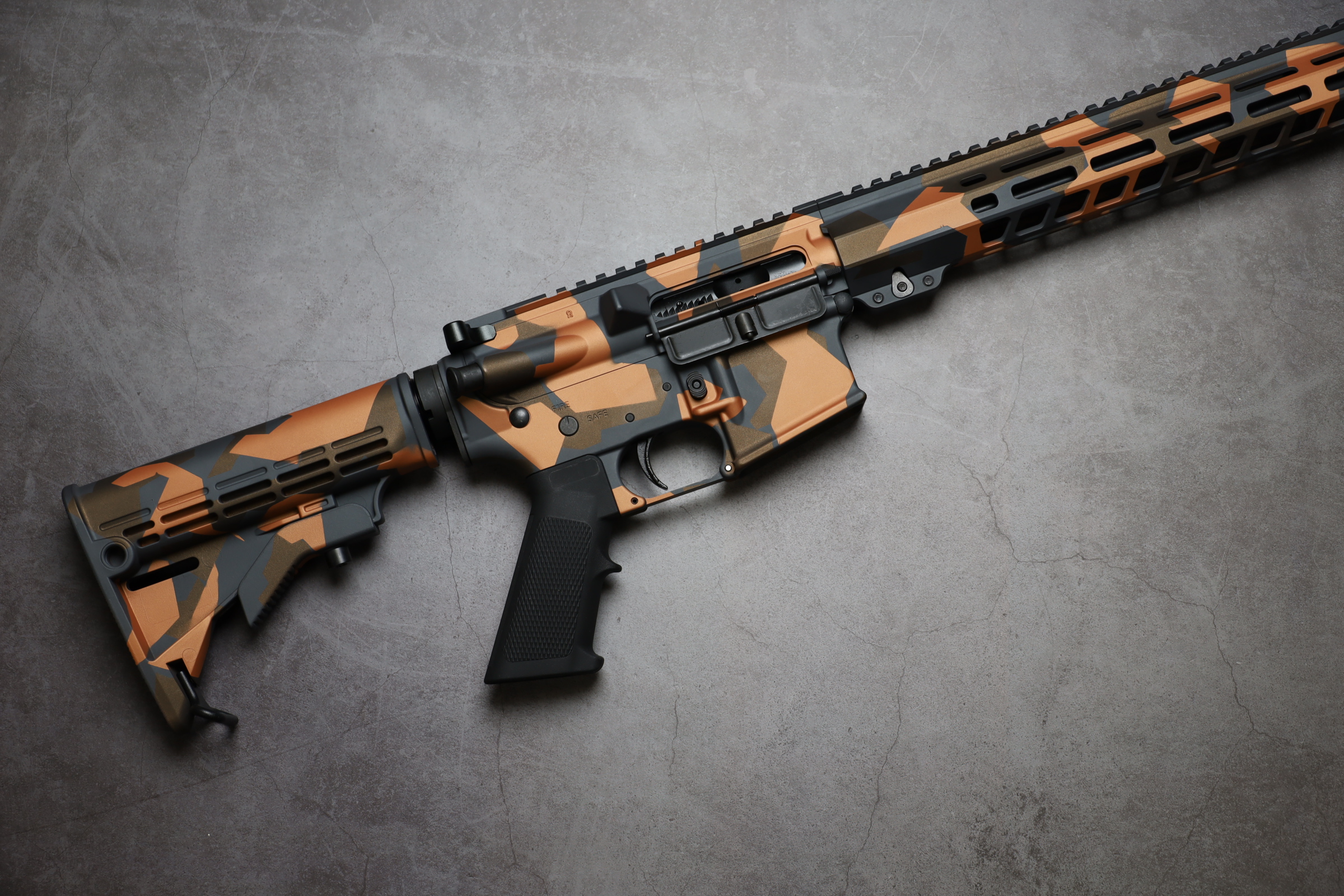 Splinter Camo AR Cerakoted using Midnight Bronze, Sniper Grey and ...