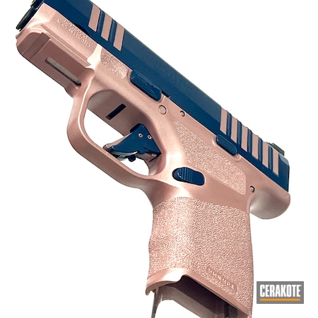 Powder Coating: ROSE GOLD H-327,9mm,KEL-TEC® NAVY BLUE H-127,Two Tone,Ladies,Girls Gun,Handguns,Pistol,HIGH GLOSS ARMOR CLEAR H-300,Springfield Armory,Hellcat,Women's Gun