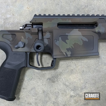 Custom Camo Sig Cross Rifle Cerakoted Using Plum Brown, Sniper Green And Sniper Grey