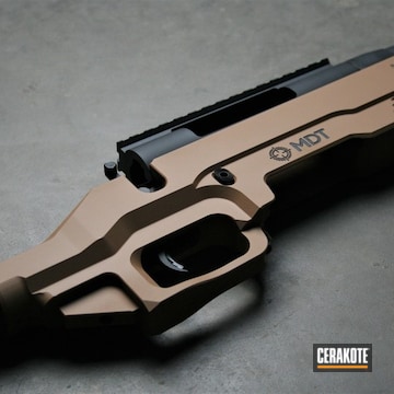 Mdt Bolt Action Chassis Cerakoted Using Troy® Coyote Tan And Graphite Black