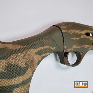 Custom Camo Shotgun Cerakoted Using Desert Sand, Forest Green And Magpul® Fde
