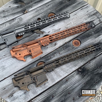 Distressed Ar Builders Sets Cerakoted Using Copper Suede, Graphite Black And Burnt Bronze