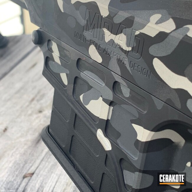 Custom Camo Bolt Action Rifle Cerakoted Using Shimmer Aluminum, Sniper Grey And Graphite Black