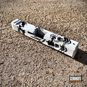 Custom Camo Glock Slide Cerakoted Using Stormtrooper White, Graphite Black And Bull Shark Grey