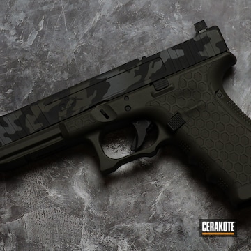Custom Camo Glock 22 Cerakoted Using Sniper Grey, Graphite Black And Mil Spec Green