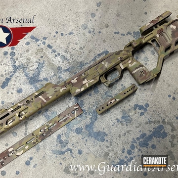 Custom Camo Rifle Frame Cerakoted Using Multicam® Dark Brown, Desert Sand And Multicam® Pale Green