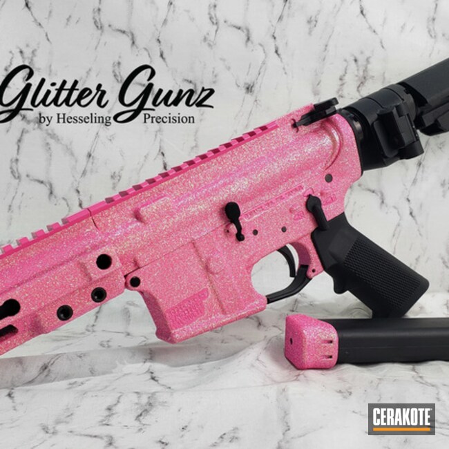 Glittered Ar Cerakoted Using Prison Pink