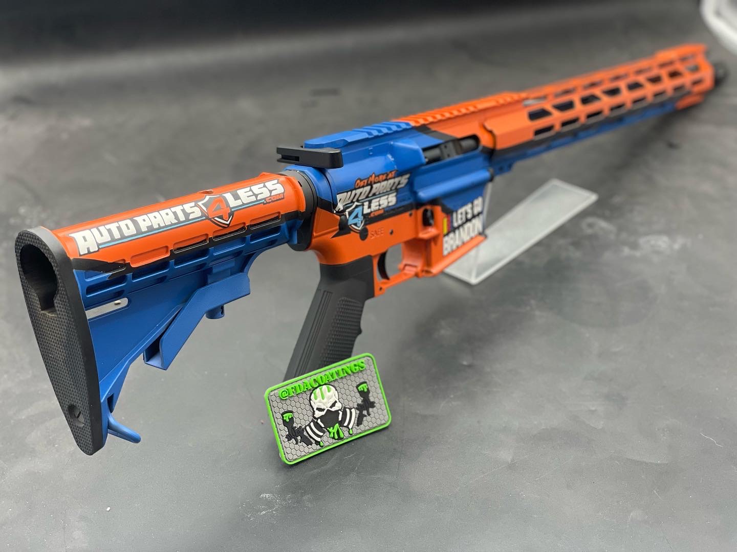 Ar 15 Blue Raspberry Custom AR Cerakoted using Hunter Orange, Blue Raspberry and USMC Red ...