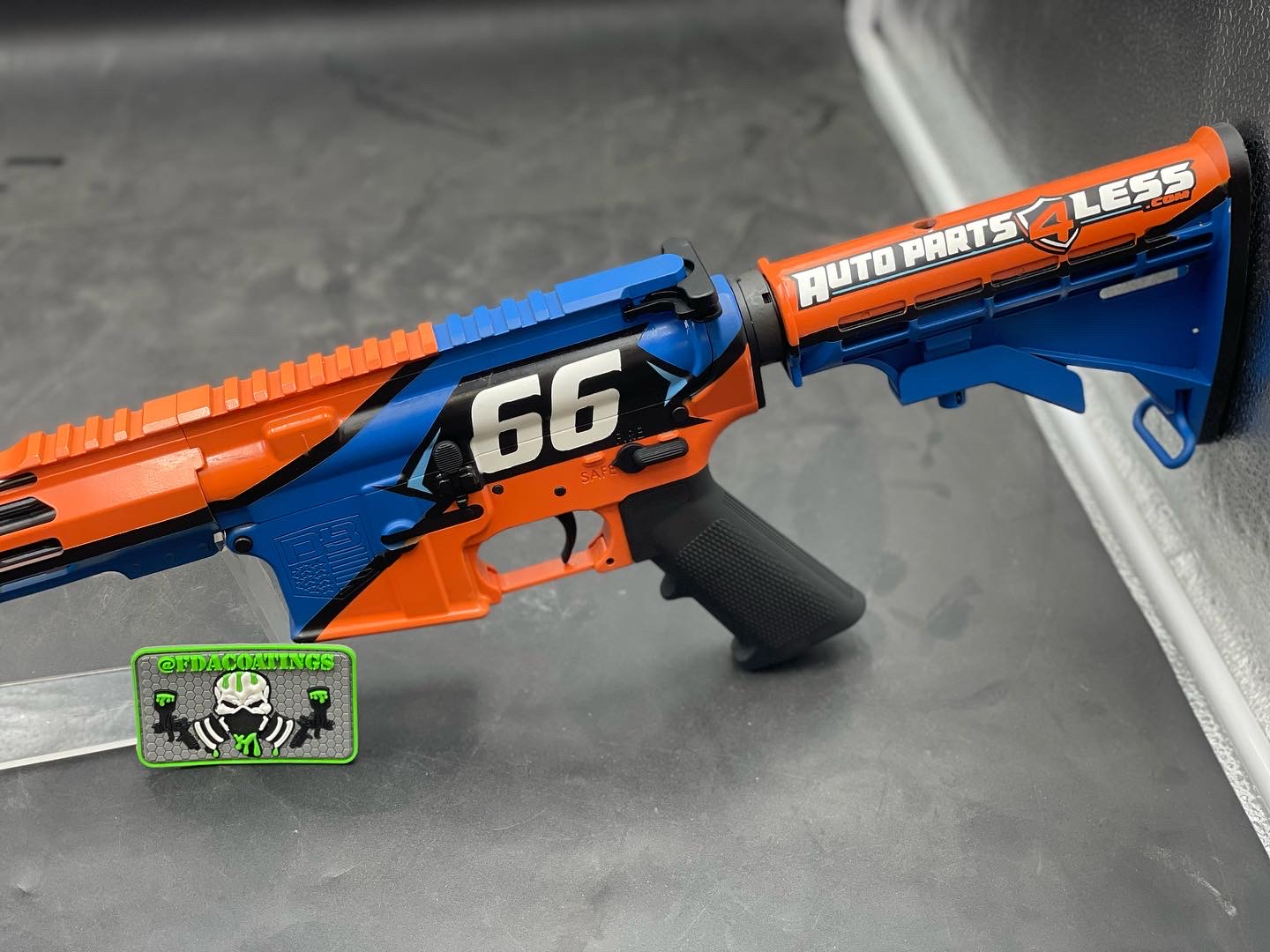 Ar 15 Blue Raspberry Custom AR Cerakoted using Hunter Orange, Blue Raspberry and USMC Red ...