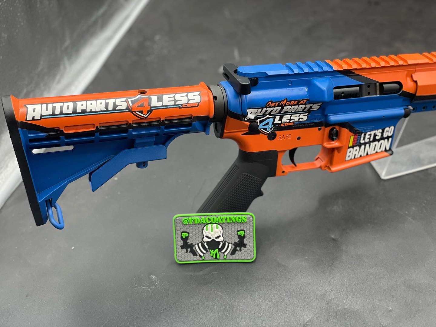 Ar 15 Blue Raspberry Custom AR Cerakoted using Hunter Orange, Blue Raspberry and USMC Red ...