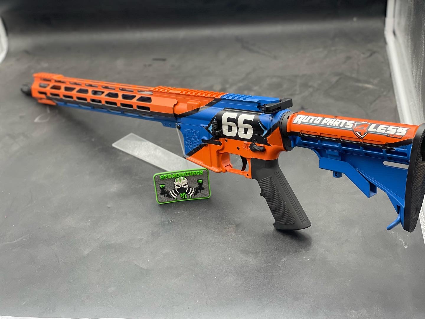 Ar 15 Blue Raspberry Custom AR Cerakoted using Hunter Orange, Blue Raspberry and USMC Red ...