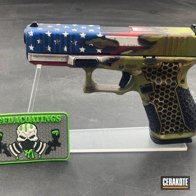 Distressed American Flag Into Camo Glock Cerakoted Using Stormtrooper White, Usmc Red And Glock® Fde